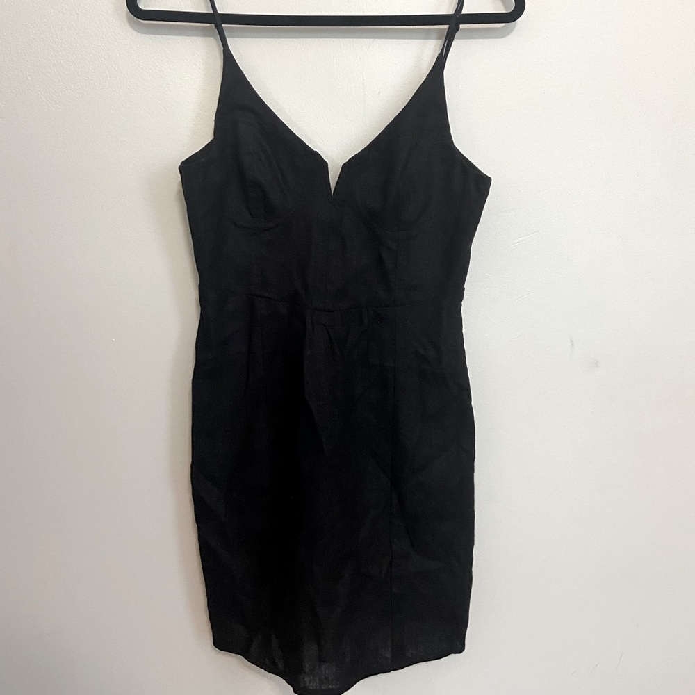 Kendall and Kylie Linen Black Mini Dress